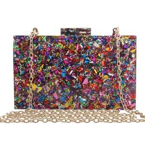 Multi color acrylic clutch box purse new